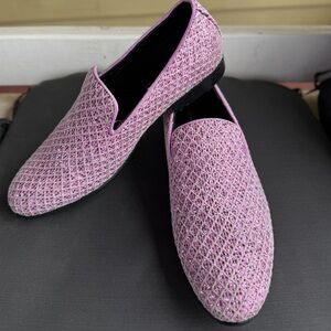 Men's Pink glitter- encrusted tuxedo slippers